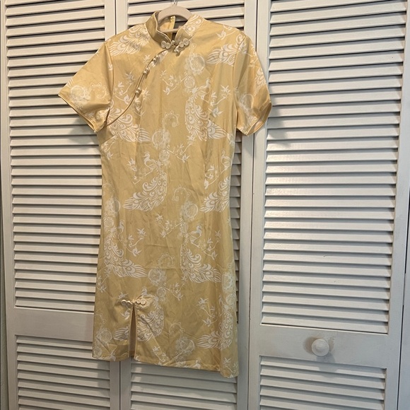 T Party Fashion Dresses & Skirts - Peacock (M/L) Yellow Chinese Style Dress. Bring luck into New Year 2026